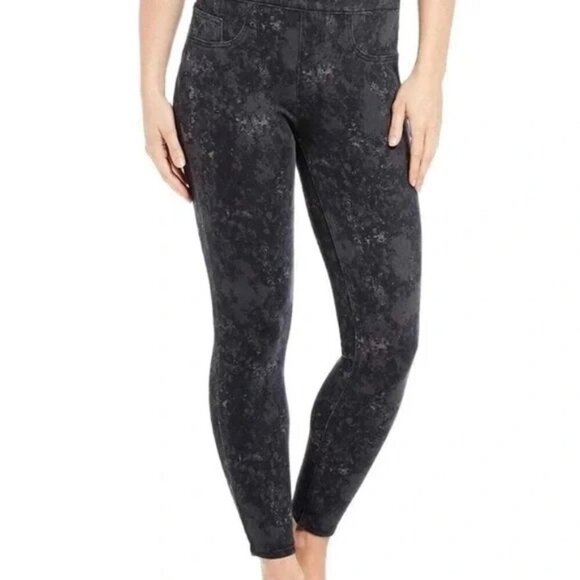 Spanx Large Acid Wash Dark Gray, Black Marble Seamless Jeggings - Picture 1 of 12